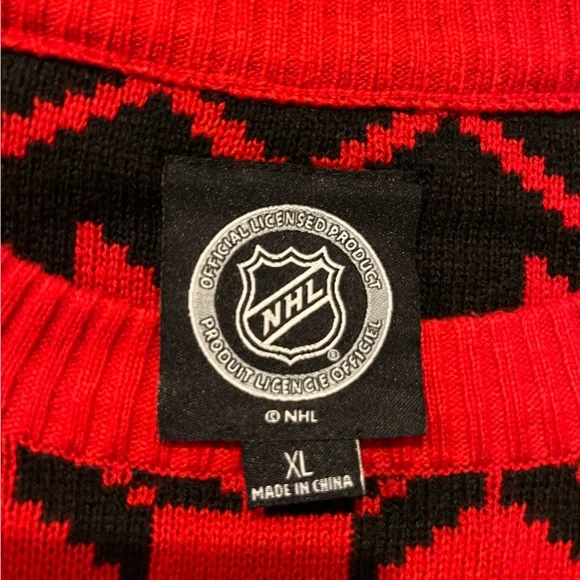 NHL NJ Devils Red and Black Christmas / Winter sweater - Picture 3 of 4